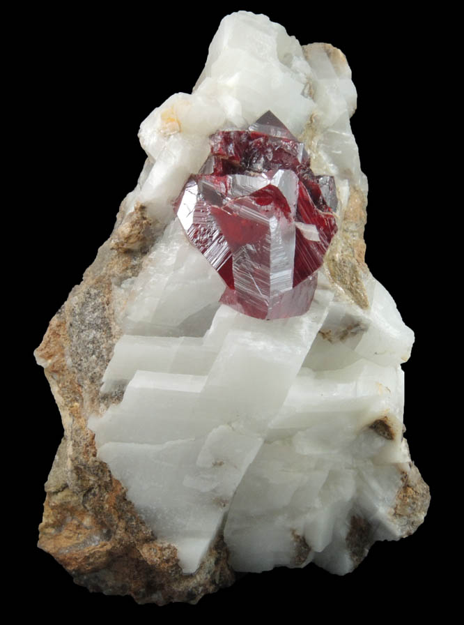 Cinnabar in Calcite from Red Bird Mine, Antelope Springs District, 24 km east of Lovelock, Pershing County, Nevada