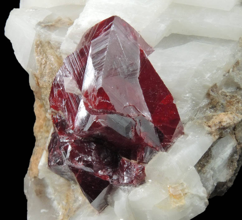Cinnabar in Calcite from Red Bird Mine, Antelope Springs District, 24 km east of Lovelock, Pershing County, Nevada
