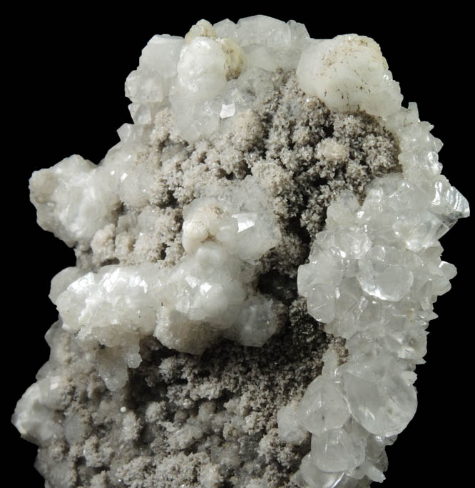 Analcime with Stilbite and Calcite on Quartz from New Street Quarry, Paterson, Passaic County, New Jersey