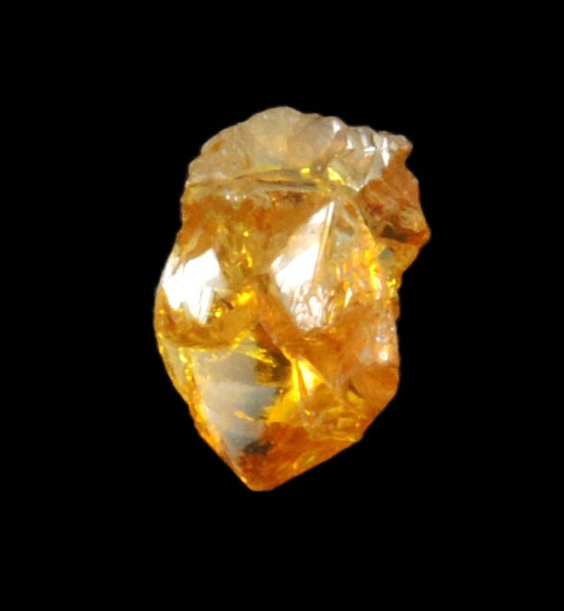 Diamond (0.65 carat fancy intense brownish-yellow cavernous rough diamond) from Mbuji-Mayi, 300 km east of Tshikapa, Democratic Republic of the Congo