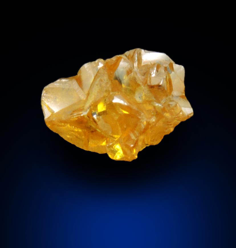 Diamond (0.89 carat cluster of fancy-yellow cavernous uncut diamonds) from Mbuji-Mayi, 300 km east of Tshikapa, Democratic Republic of the Congo