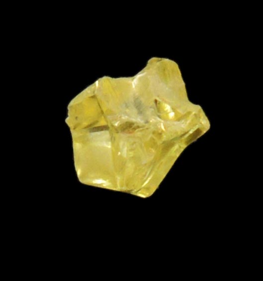 Diamond (0.25 carat fancy-yellow cavernous uncut diamond) from Mbuji-Mayi, 300 km east of Tshikapa, Democratic Republic of the Congo