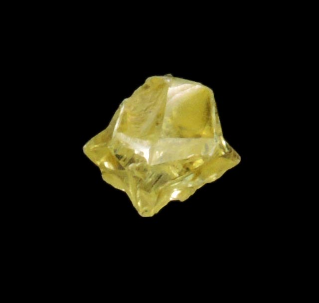 Diamond (0.25 carat fancy-yellow cavernous uncut diamond) from Mbuji-Mayi, 300 km east of Tshikapa, Democratic Republic of the Congo