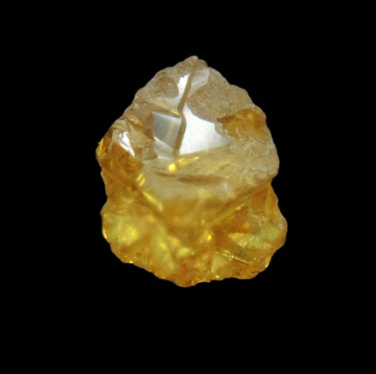 Diamond (0.31 carat fancy-intense yellow cavernous crystal) from Mbuji-Mayi, 300 km east of Tshikapa, Democratic Republic of the Congo