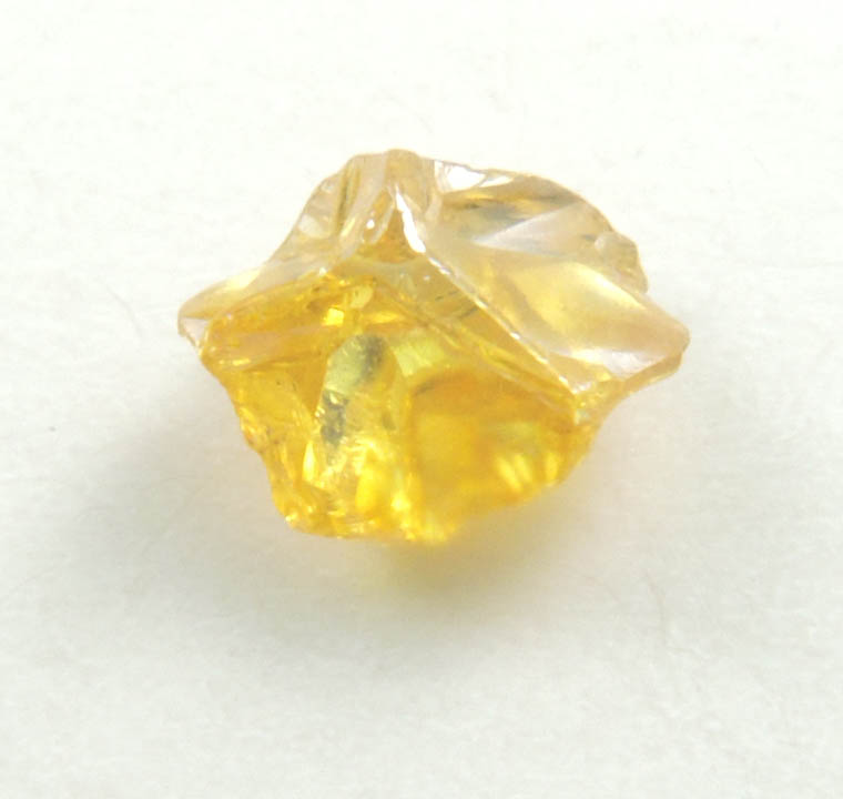 Diamond (0.22 carat fancy-yellow-yellow cavernous crystal) from Mbuji-Mayi, 300 km east of Tshikapa, Democratic Republic of the Congo