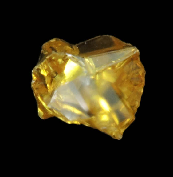 Diamond (0.22 carat fancy-yellow-yellow cavernous crystal) from Mbuji-Mayi, 300 km east of Tshikapa, Democratic Republic of the Congo