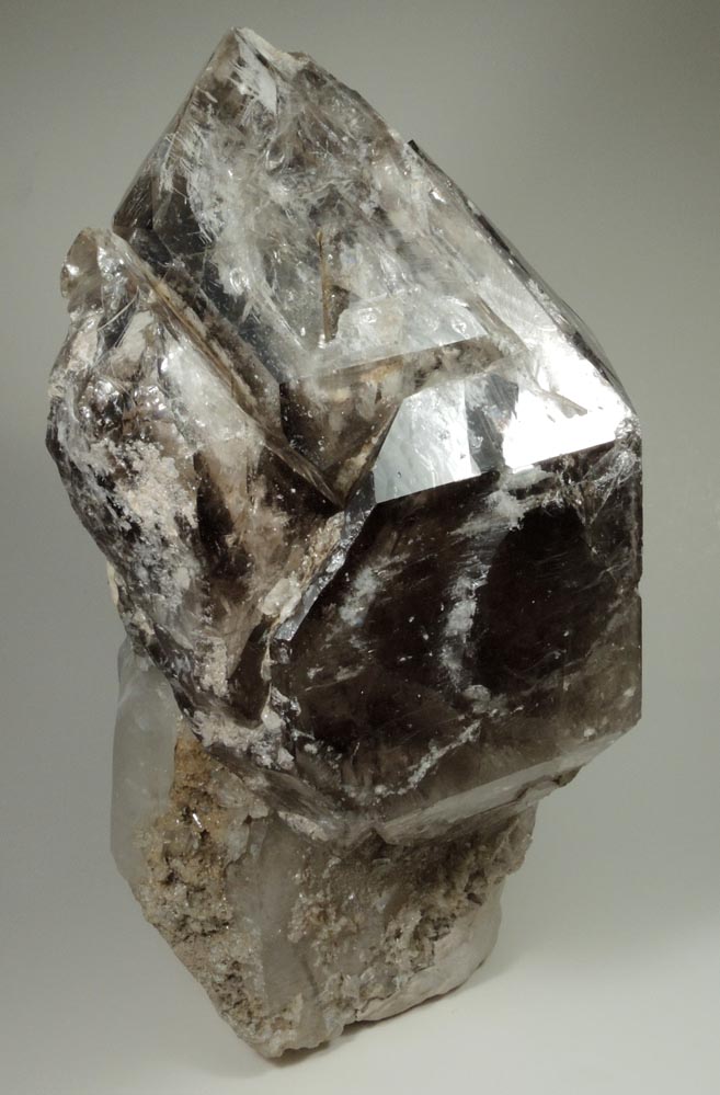 Quartz var. Smoky Quartz (scepter-shaped crystal) from (Mount Rubbellite Quarry? Hibbs Quarry?), Hebron, Oxford County, Maine