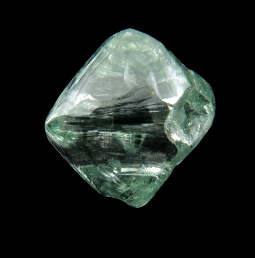 Diamond (1.42 carat cuttable fancy intense-green octahedral crystal) from Almazy Anabara Mine, Sakha (Yakutia) Republic, Siberia, Russia