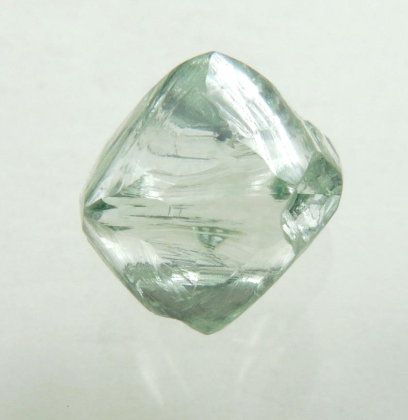 Diamond (1.42 carat cuttable fancy intense-green octahedral crystal) from Almazy Anabara Mine, Sakha (Yakutia) Republic, Siberia, Russia