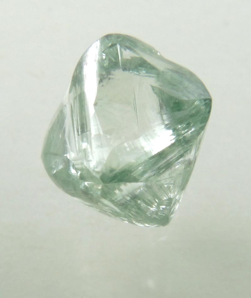 Diamond (1.42 carat cuttable fancy intense-green octahedral crystal) from Almazy Anabara Mine, Sakha (Yakutia) Republic, Siberia, Russia