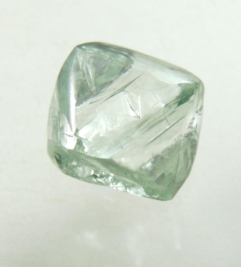 Diamond (1.42 carat cuttable fancy intense-green octahedral crystal) from Almazy Anabara Mine, Sakha (Yakutia) Republic, Siberia, Russia