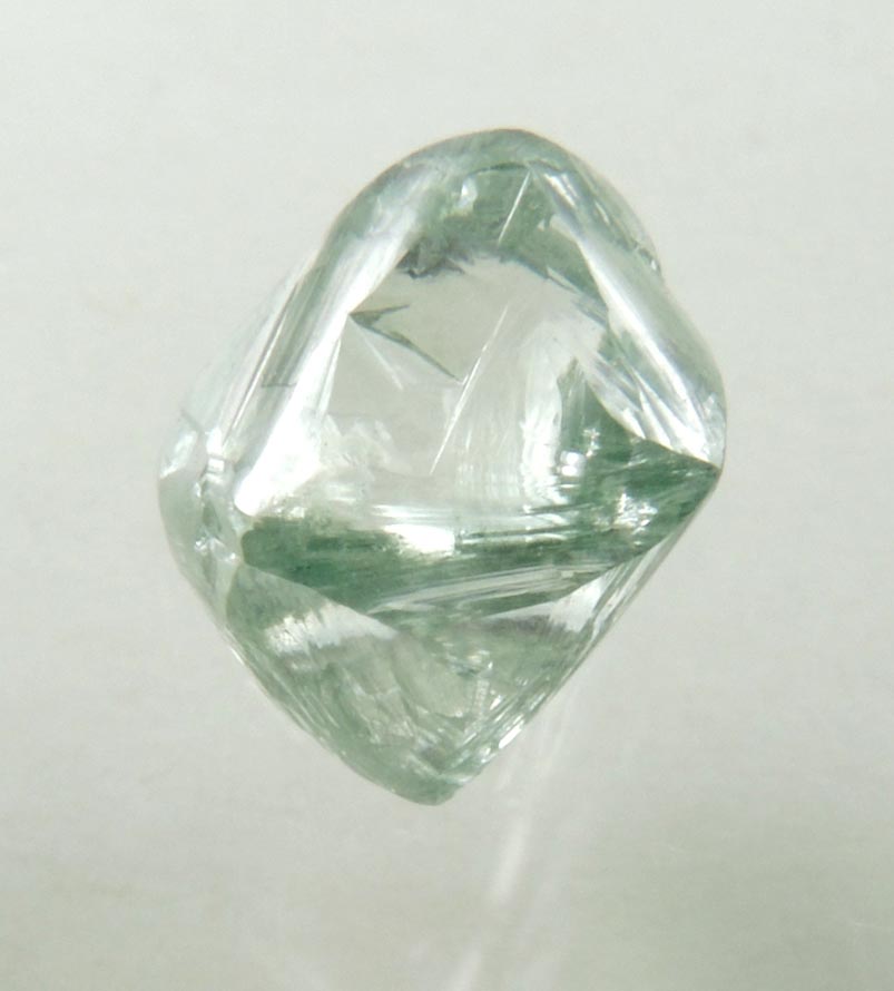 Diamond (1.42 carat cuttable fancy intense-green octahedral crystal) from Almazy Anabara Mine, Sakha (Yakutia) Republic, Siberia, Russia