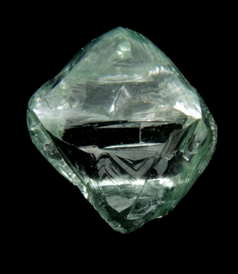 Diamond (1.42 carat cuttable fancy intense-green octahedral crystal) from Almazy Anabara Mine, Sakha (Yakutia) Republic, Siberia, Russia