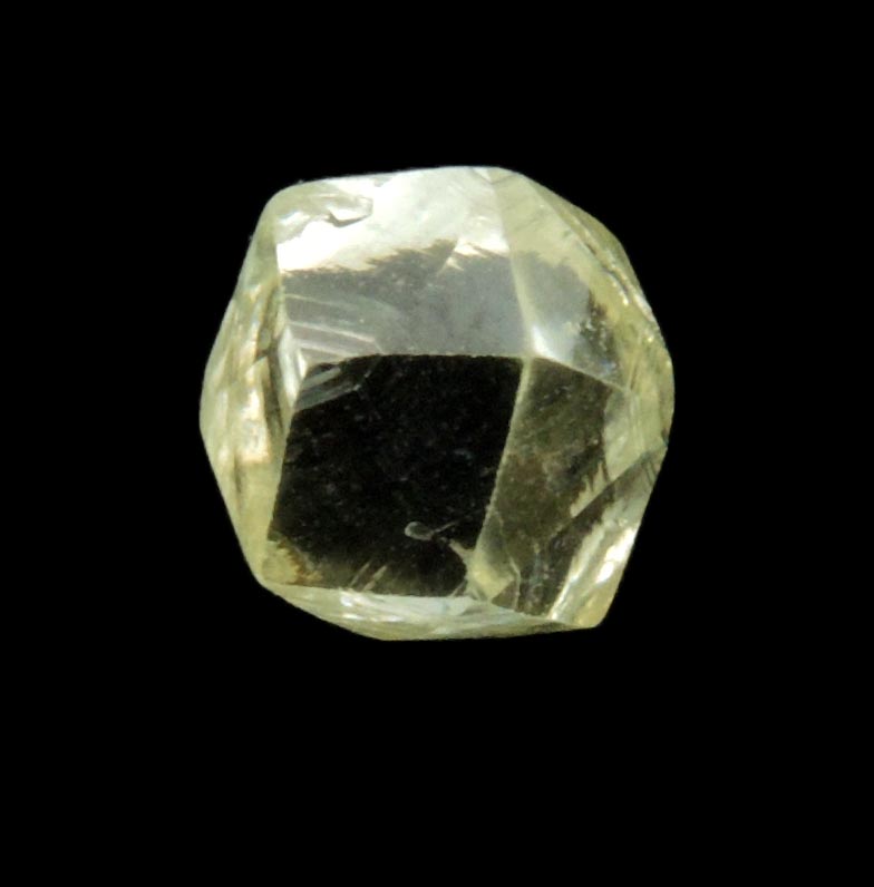 Diamond (1.52 carat gem-grade yellow tetrahexahedral uncut diamond) from Almazy Anabara Mine, Sakha (Yakutia) Republic, Siberia, Russia