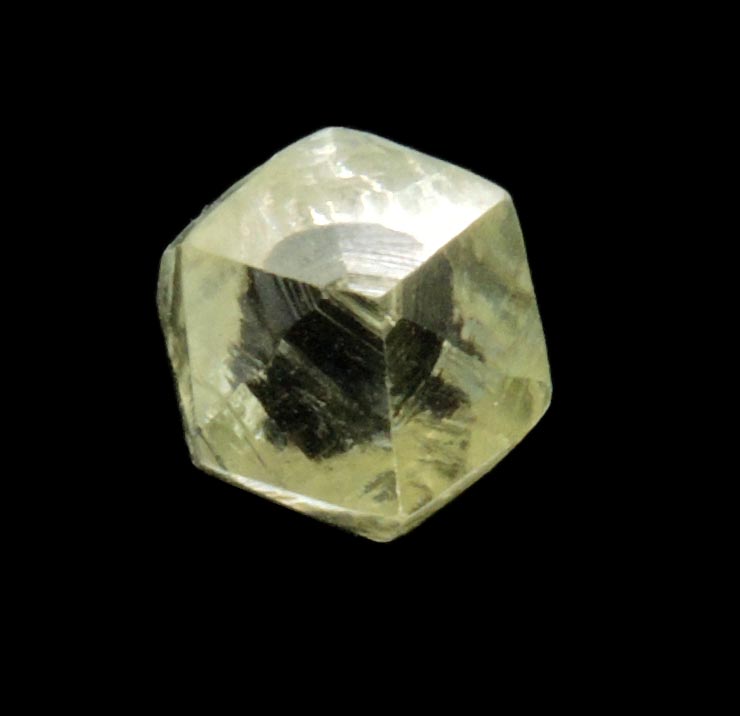 Diamond (1.52 carat gem-grade yellow tetrahexahedral uncut diamond) from Almazy Anabara Mine, Sakha (Yakutia) Republic, Siberia, Russia