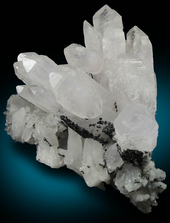 Quartz var. Amethystine Quartz scepter-shaped crystals with Sphalerite from Huaron District, Cerro de Pasco Province, Pasco Department, Peru