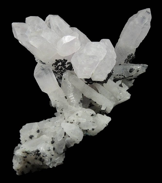 Quartz var. Amethystine Quartz scepter-shaped crystals with Sphalerite from Huaron District, Cerro de Pasco Province, Pasco Department, Peru