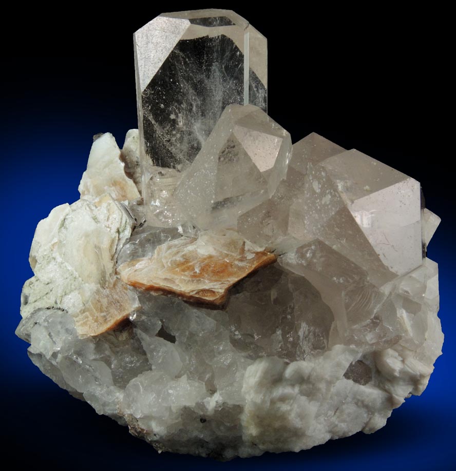 Topaz on Quartz with Muscovite from Mogok District, 115 km NNE of Mandalay, Mandalay Division, Myanmar (Burma)