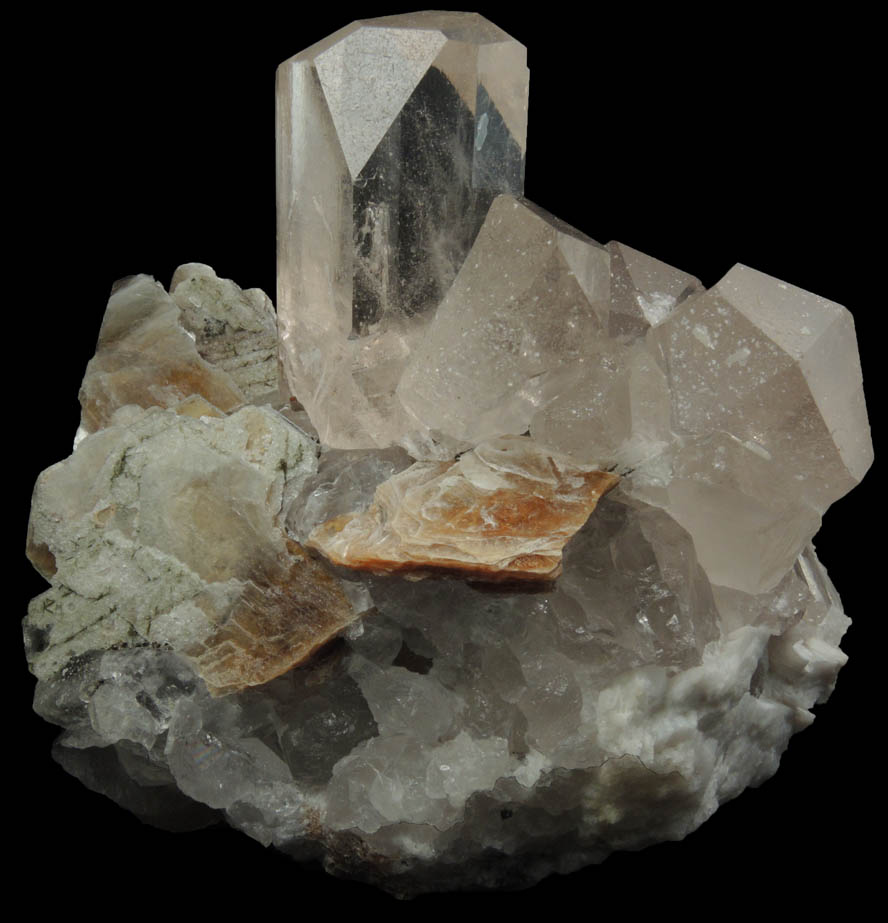 Topaz on Quartz with Muscovite from Mogok District, 115 km NNE of Mandalay, Mandalay Division, Myanmar (Burma)