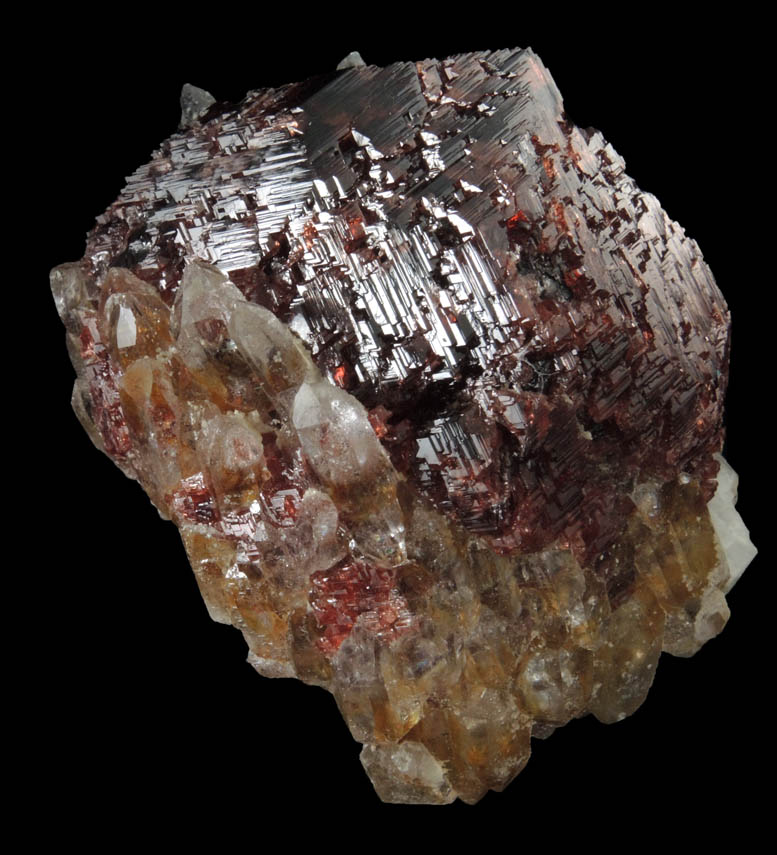 Spessartine Garnet on Quartz from Teston, Braldu Valley, Baltistan, Gilgit-Baltistan, Pakistan