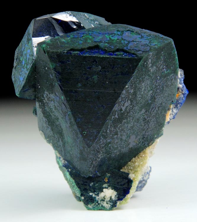 Azurite with partial surface alteration to Malachite from Tsumeb Mine, Otavi-Bergland District, Oshikoto, Namibia