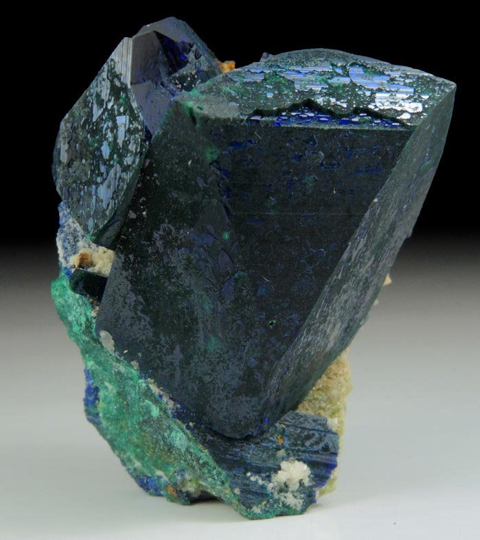 Azurite with partial surface alteration to Malachite from Tsumeb Mine, Otavi-Bergland District, Oshikoto, Namibia