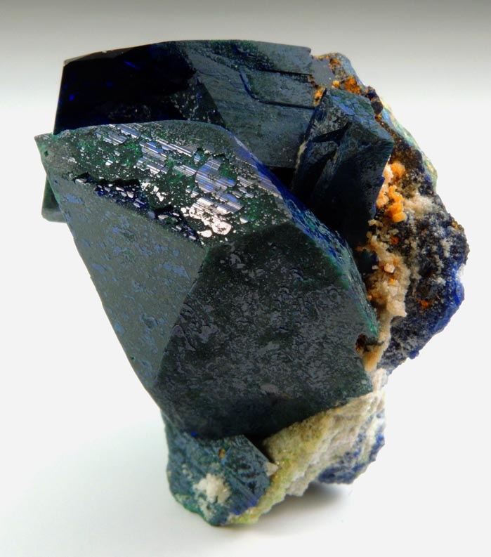 Azurite with partial surface alteration to Malachite from Tsumeb Mine, Otavi-Bergland District, Oshikoto, Namibia