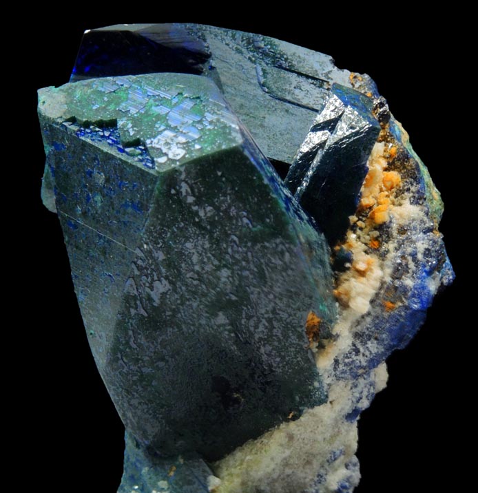 Azurite with partial surface alteration to Malachite from Tsumeb Mine, Otavi-Bergland District, Oshikoto, Namibia