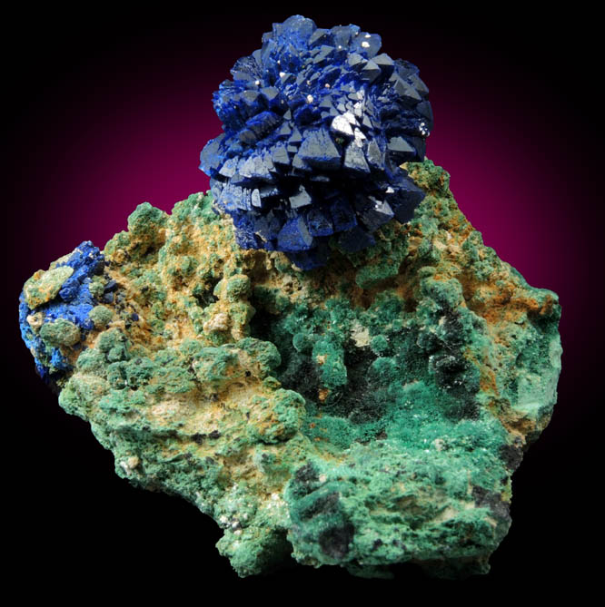 Azurite on Malachite from La Sal District, San Juan County, Utah