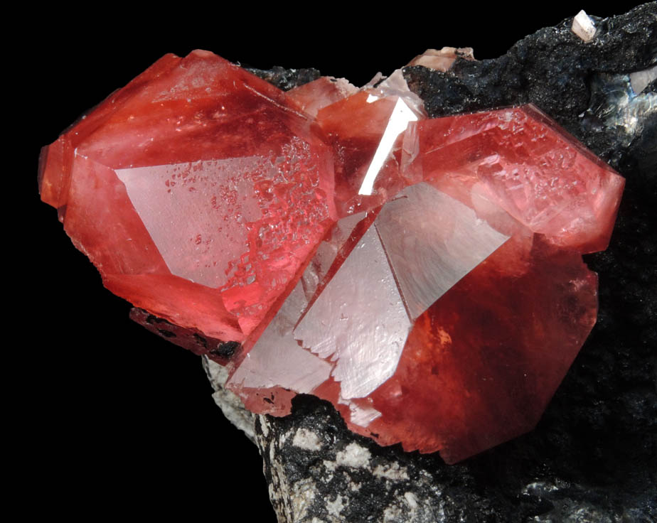 Rhodochrosite on manganese oxide from Uchucchaqua Mine, Oyon Province, Lima Department, Peru