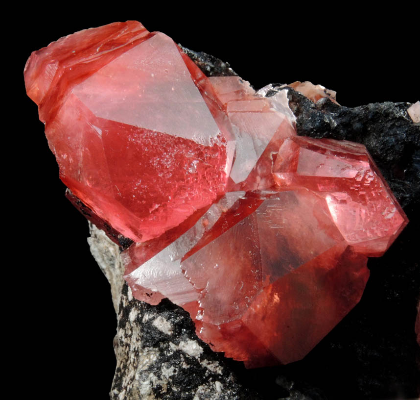 Rhodochrosite on manganese oxide from Uchucchaqua Mine, Oyon Province, Lima Department, Peru