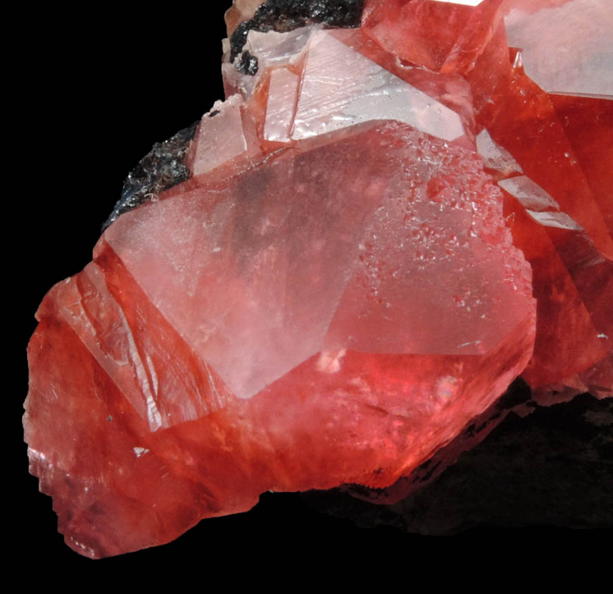 Rhodochrosite on manganese oxide from Uchucchaqua Mine, Oyon Province, Lima Department, Peru