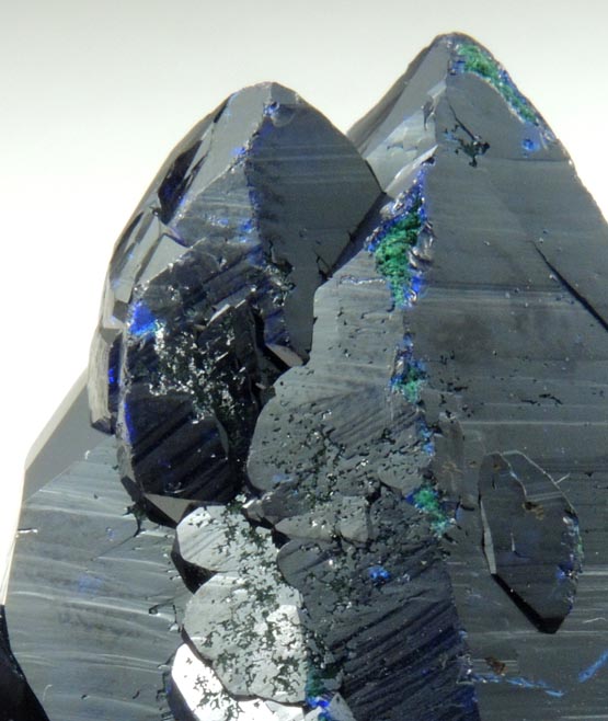 Azurite with fibrous Malachite cores from New Cornelia Mine, Ajo, Pima County, Arizona