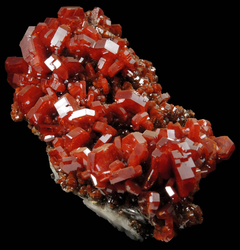 Vanadinite over Barite from Mibladen, Haute Moulouya Basin, Zeida-Aouli-Mibladen belt, Midelt Province, Morocco