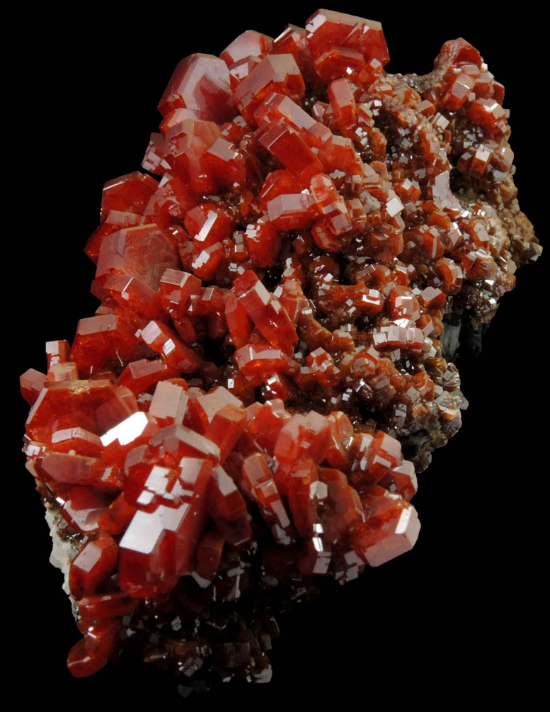 Vanadinite over Barite from Mibladen, Haute Moulouya Basin, Zeida-Aouli-Mibladen belt, Midelt Province, Morocco