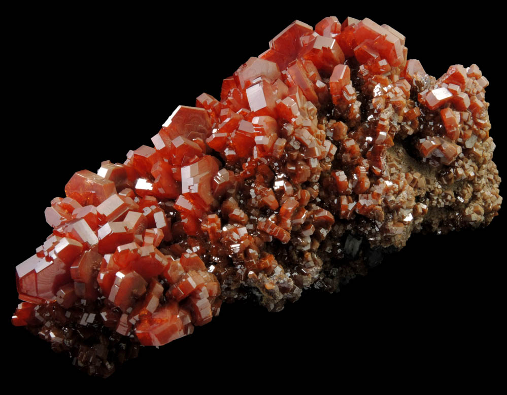 Vanadinite over Barite from Mibladen, Haute Moulouya Basin, Zeida-Aouli-Mibladen belt, Midelt Province, Morocco