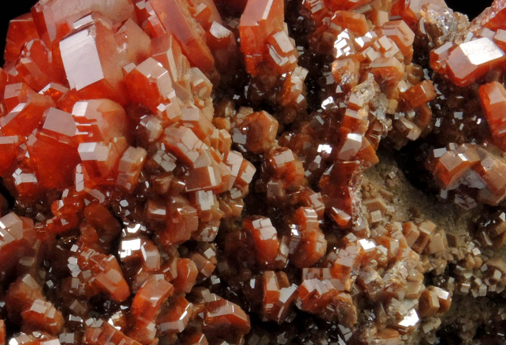 Vanadinite over Barite from Mibladen, Haute Moulouya Basin, Zeida-Aouli-Mibladen belt, Midelt Province, Morocco