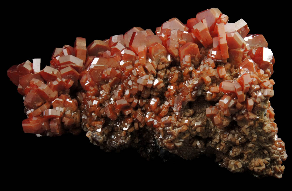 Vanadinite over Barite from Mibladen, Haute Moulouya Basin, Zeida-Aouli-Mibladen belt, Midelt Province, Morocco