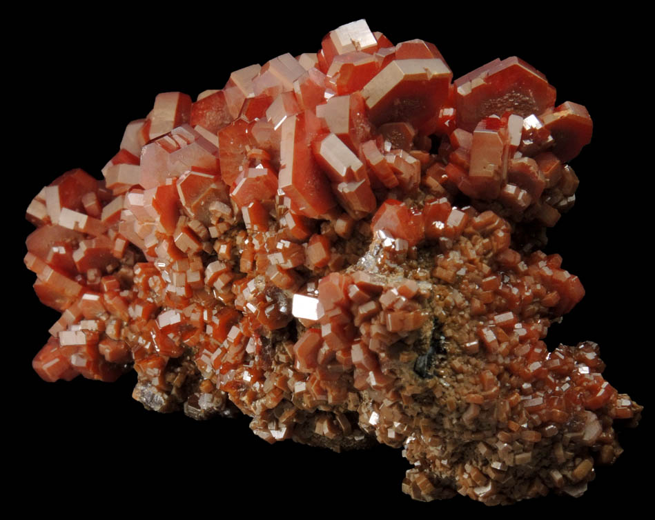 Vanadinite over Barite from Mibladen, Haute Moulouya Basin, Zeida-Aouli-Mibladen belt, Midelt Province, Morocco