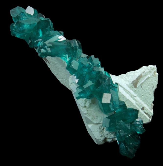 Dioptase with Plancheite on Quartz from Christoph Mine, Kaokoveld, Kunene Region, Namibia