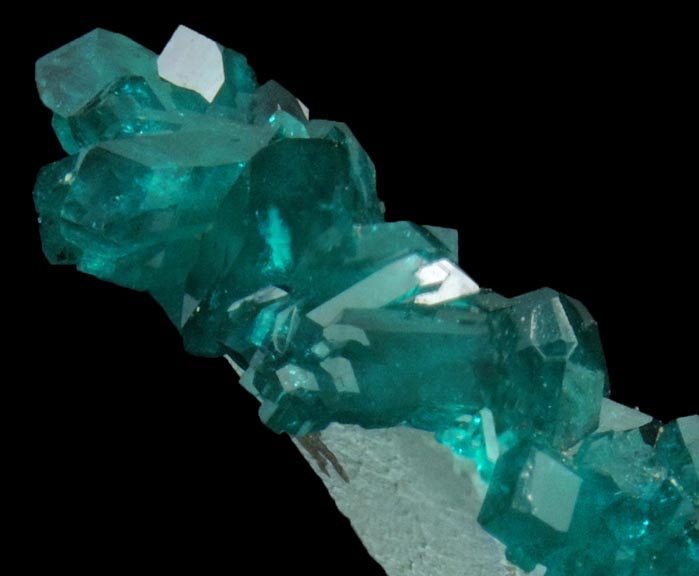 Dioptase with Plancheite on Quartz from Christoph Mine, Kaokoveld, Kunene Region, Namibia