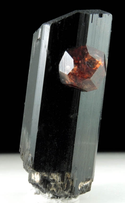 Spessartine Garnet on Schorl Tourmaline from Chilas, Diamer District, Gilgit-Baltistan, Pakistan