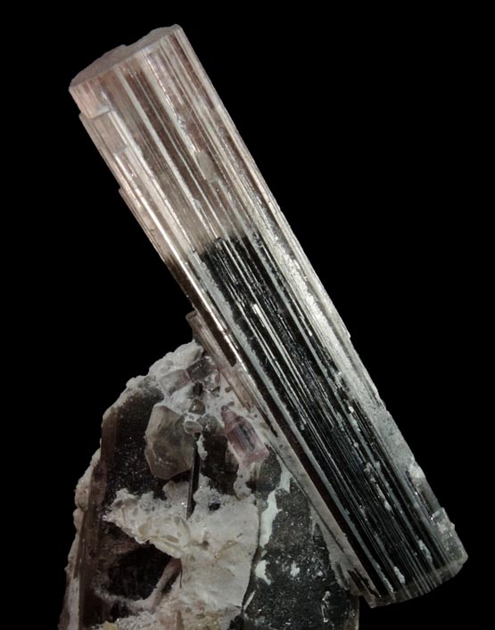 Elbaite Tourmaline on Quartz with Albite from Paprok, Kamdesh District, Nuristan Province, Afghanistan