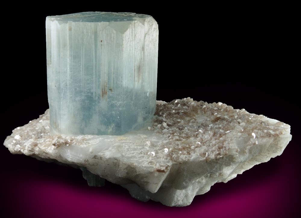 Beryl var. Aquamarine with Muscovite on Albite from Raikot, Chilas, Diamer District, Gilgit-Baltistan, Pakistan