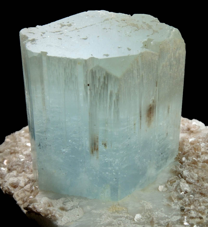 Beryl var. Aquamarine with Muscovite on Albite from Raikot, Chilas, Diamer District, Gilgit-Baltistan, Pakistan