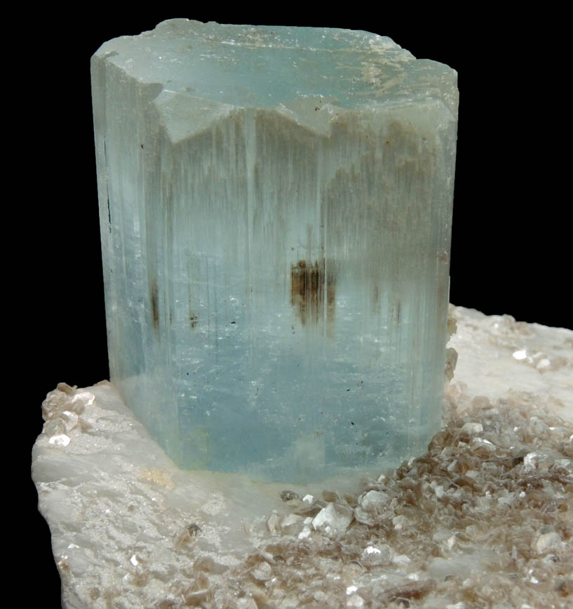 Beryl var. Aquamarine with Muscovite on Albite from Raikot, Chilas, Diamer District, Gilgit-Baltistan, Pakistan