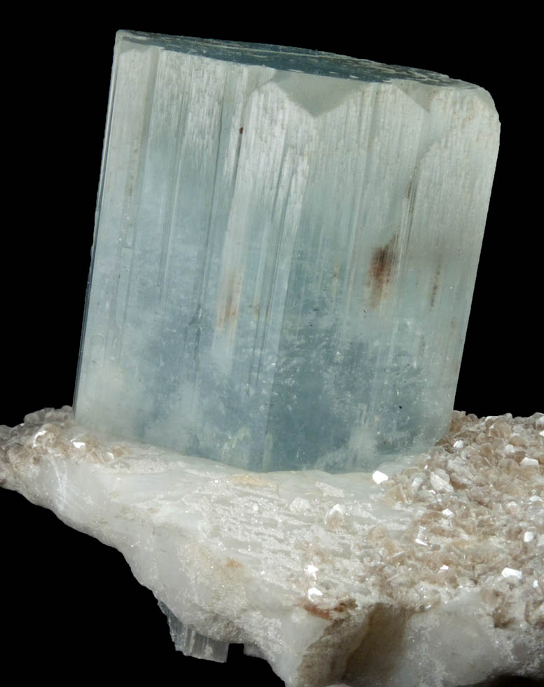 Beryl var. Aquamarine with Muscovite on Albite from Raikot, Chilas, Diamer District, Gilgit-Baltistan, Pakistan