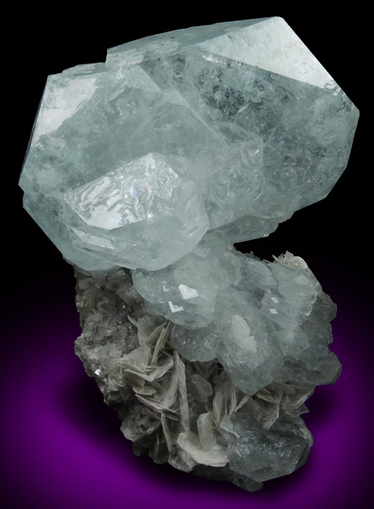 Beryl var. Aquamarine on Muscovite from Xuebaoding Mountain, near Pingwu, Sichuan Province, China