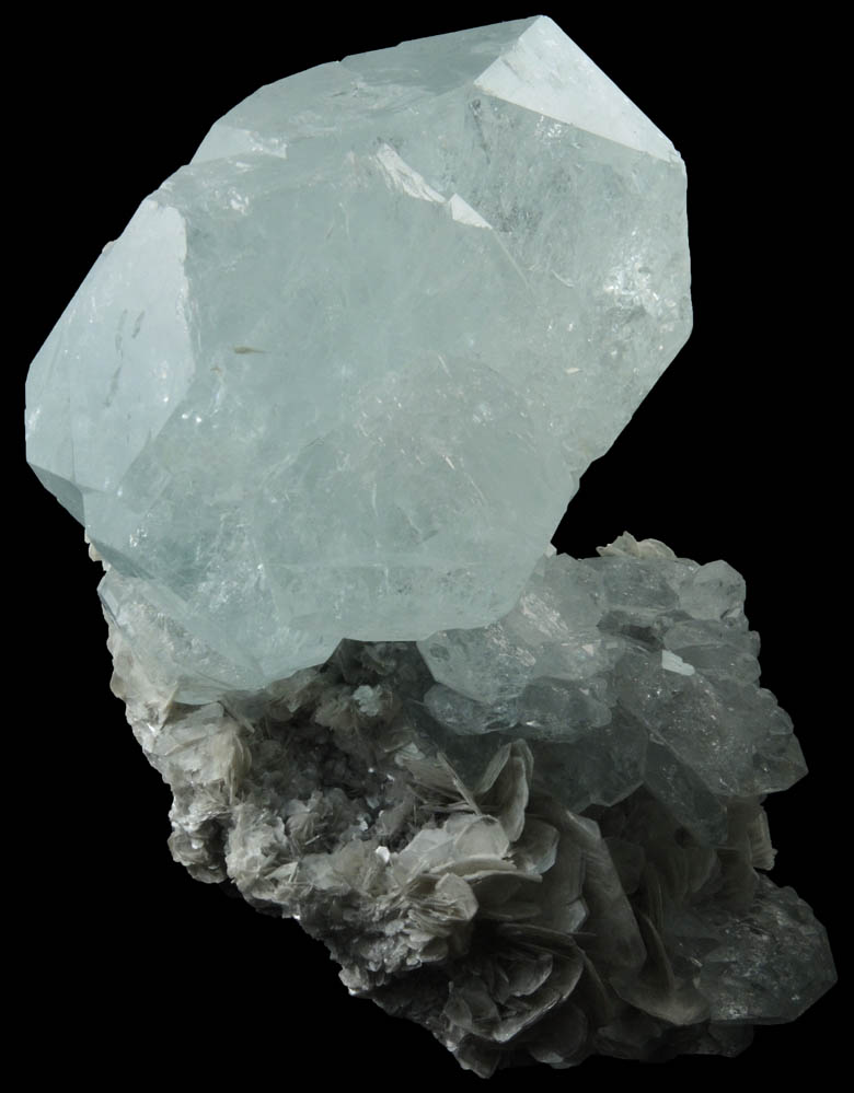 Beryl var. Aquamarine on Muscovite from Xuebaoding Mountain, near Pingwu, Sichuan Province, China