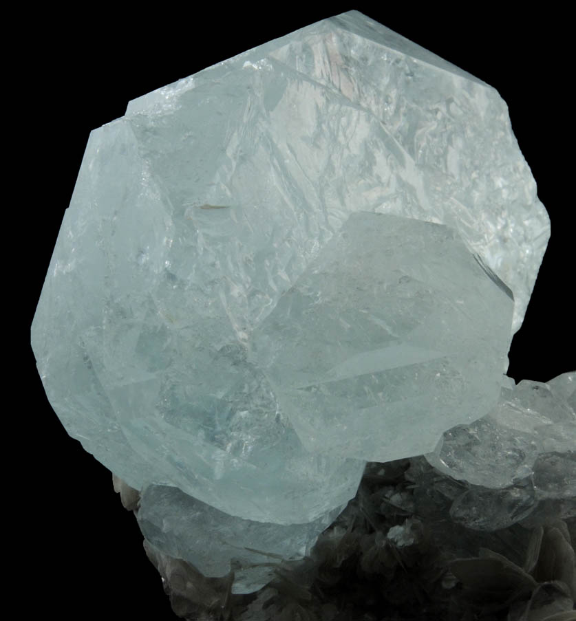 Beryl var. Aquamarine on Muscovite from Xuebaoding Mountain, near Pingwu, Sichuan Province, China